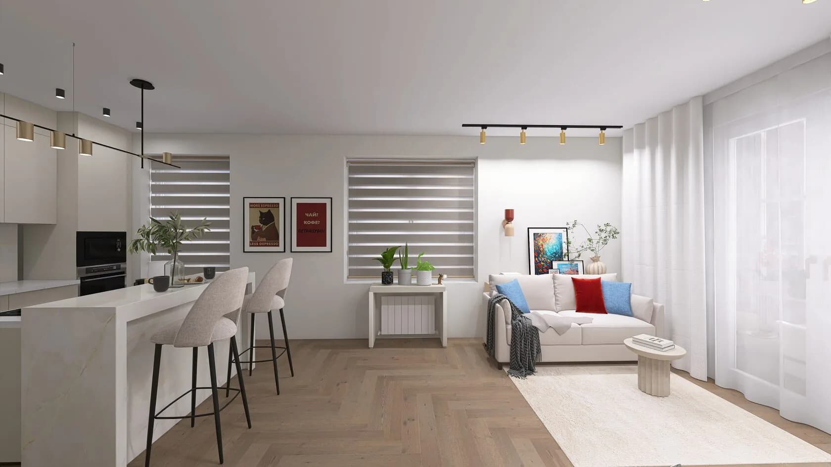 Холст для творчества, 62 м² — дизайн-проект студии ГРИБ